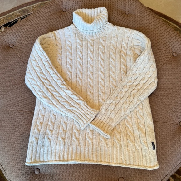 🦋Fisherman Out of Ireland Pure Wool Cashmere Blend Cable Knit Turtleneck🦋 - Picture 2 of 12